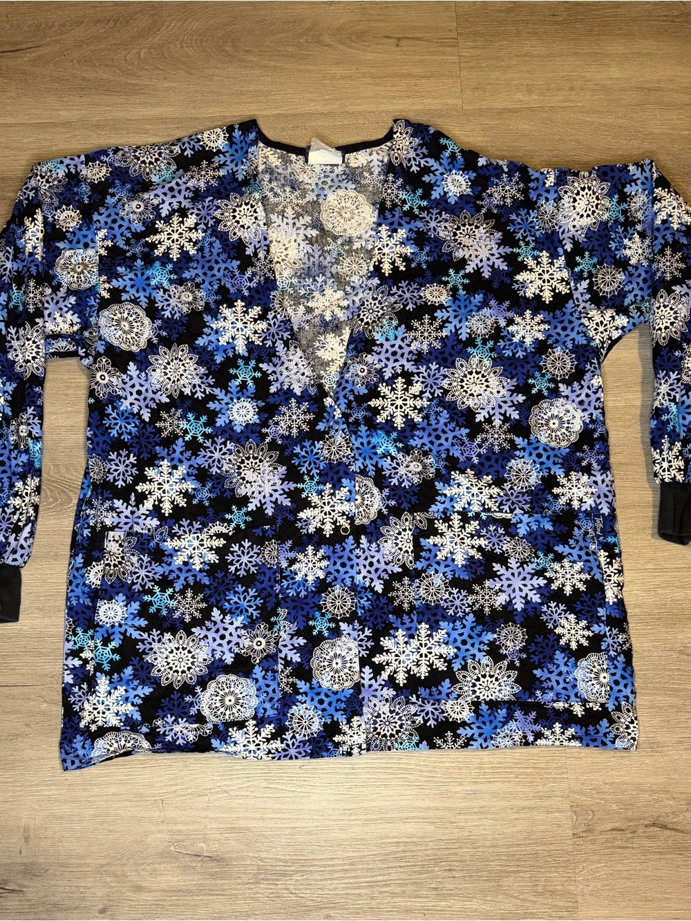 Men's Blue Snowflake V-Neck Sweater Cardigan